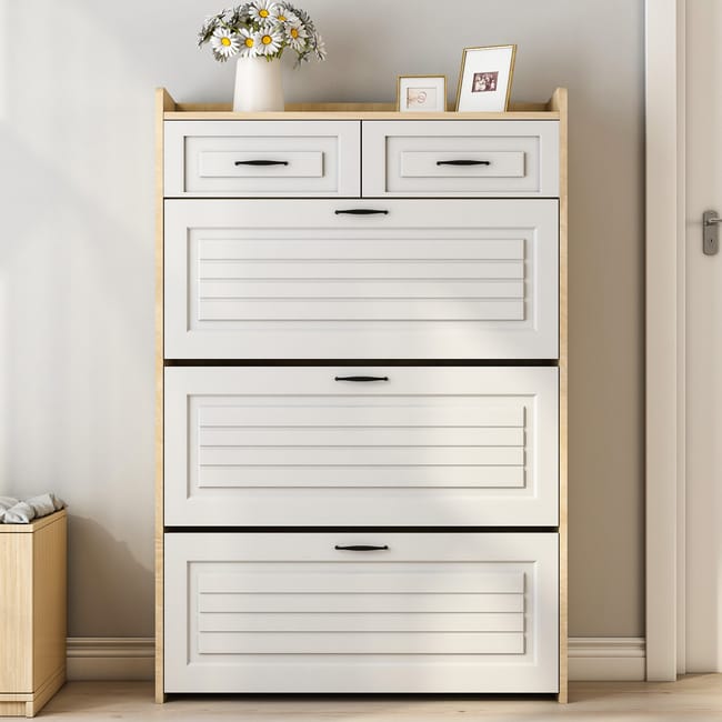 🔥 Best Seller! 3-Door Shoe Cabinet + 2 Drawers + FREE Backpack 🎁