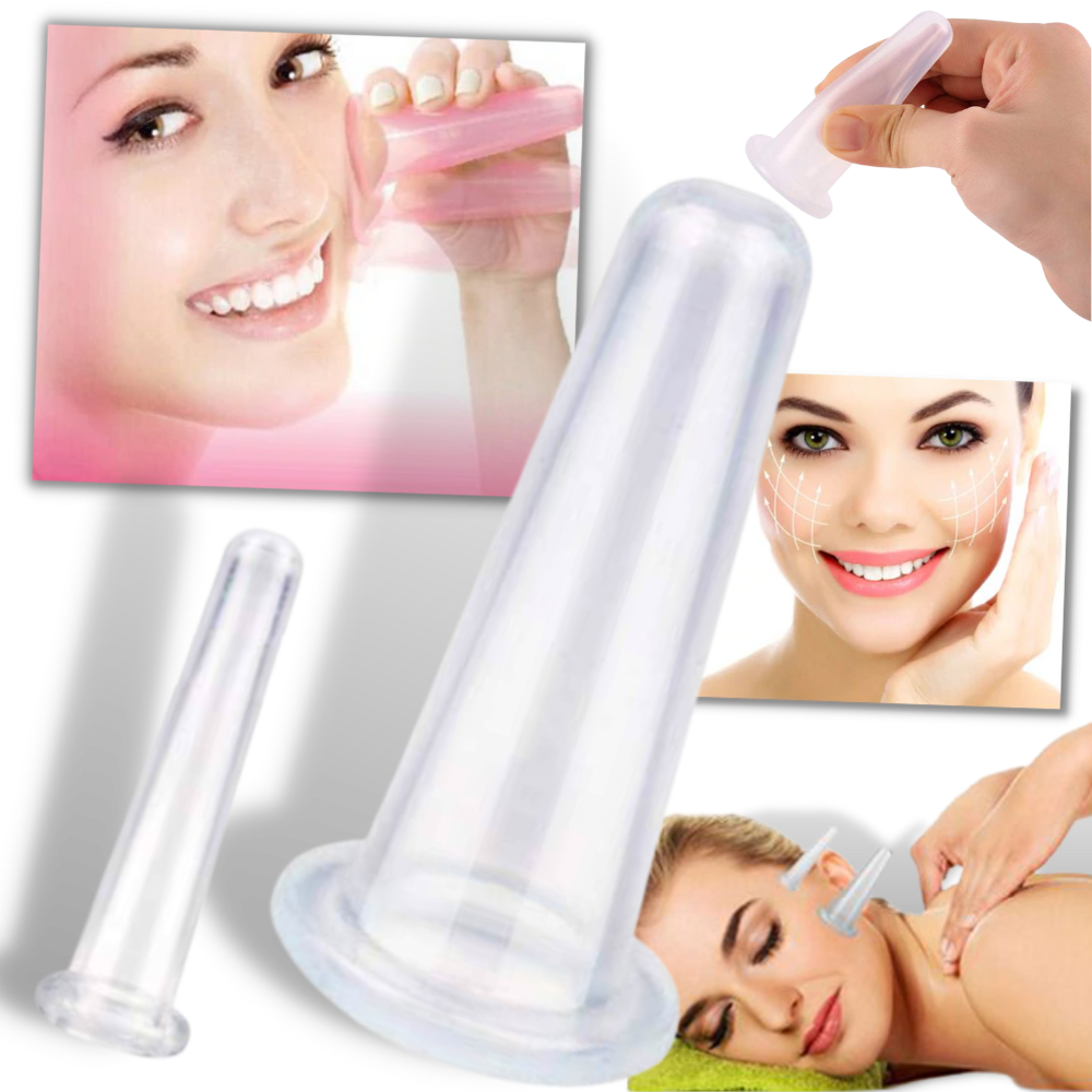 4 Silicone Cups for Facial Massage Cupping
