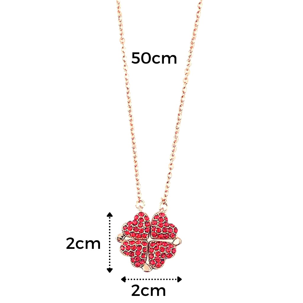 Adjustable 4 Leaf Clover Heart Necklace