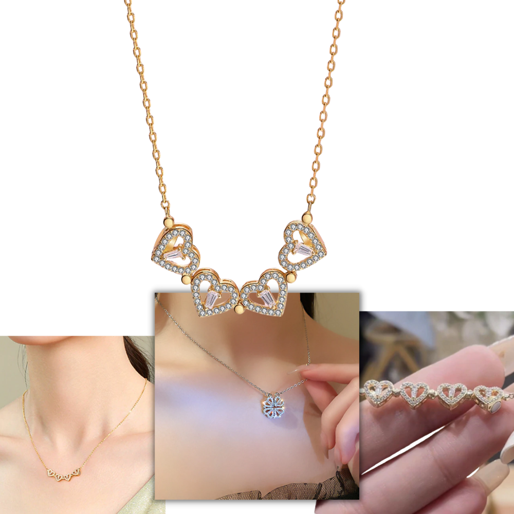 Four-Leaf Heart-Shaped Necklace