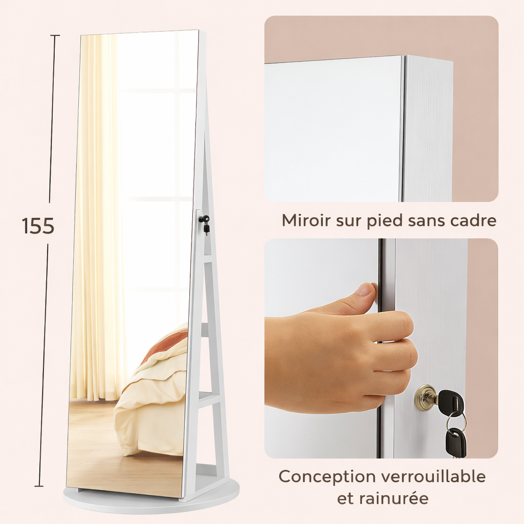 ✨ 3-in-1 Mirror with Shelf & Jewellery Organiser – Style Meets Function