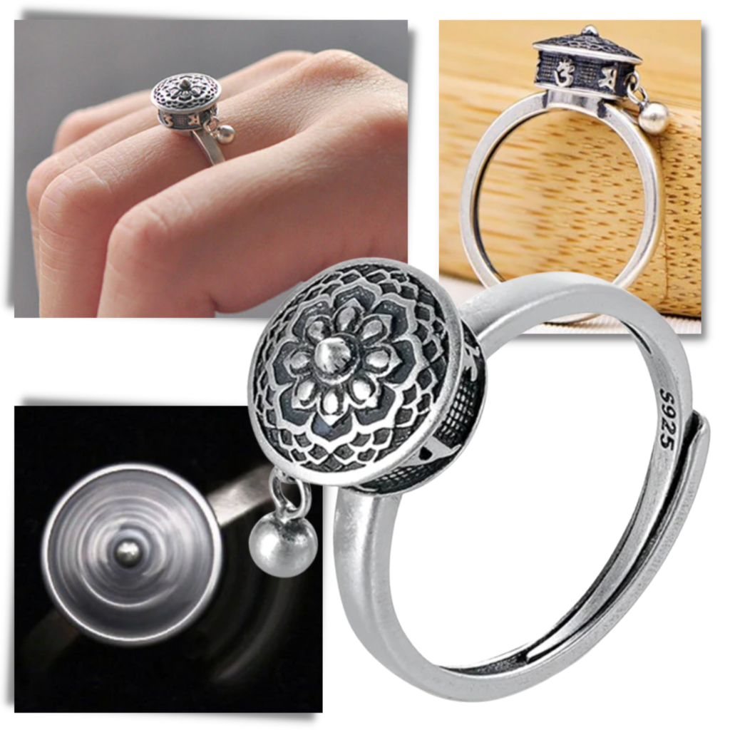 Spinning Buddhist Mantra Ring for Women