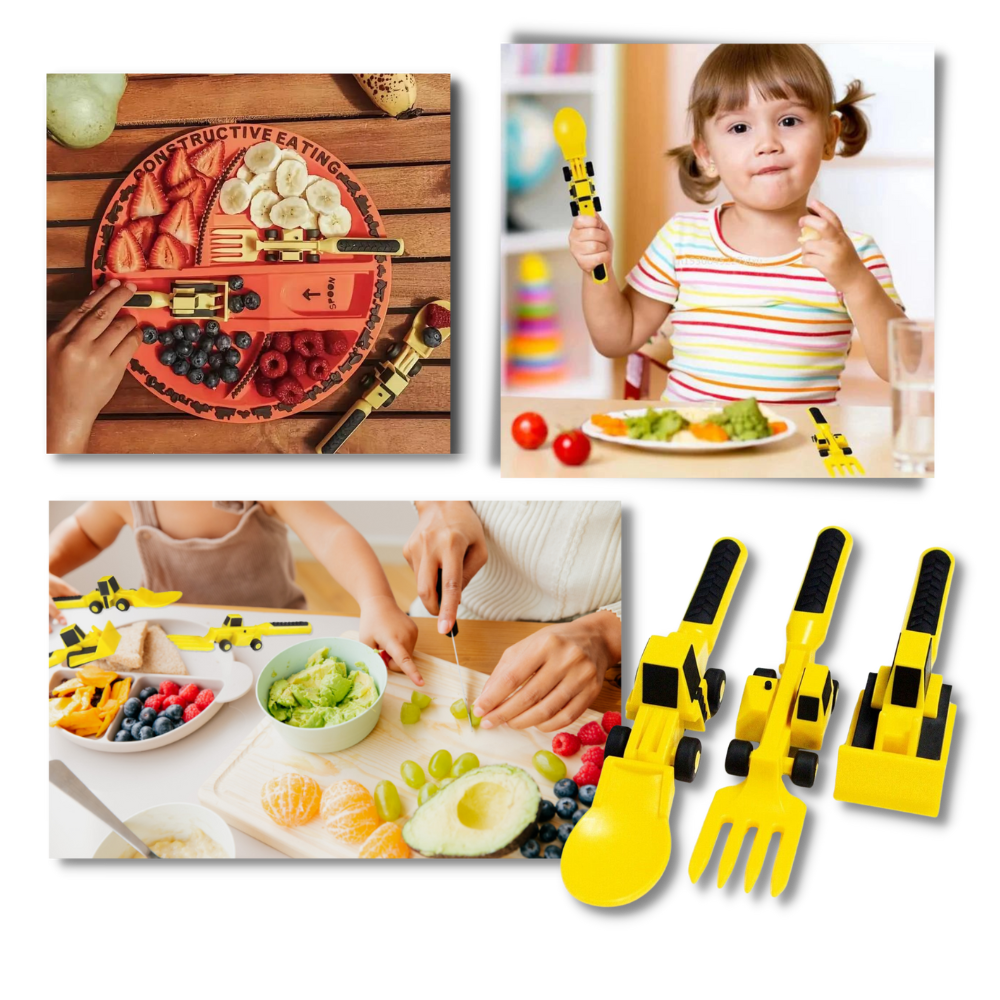 Creative Constructive Eating Plate and Utensils Set