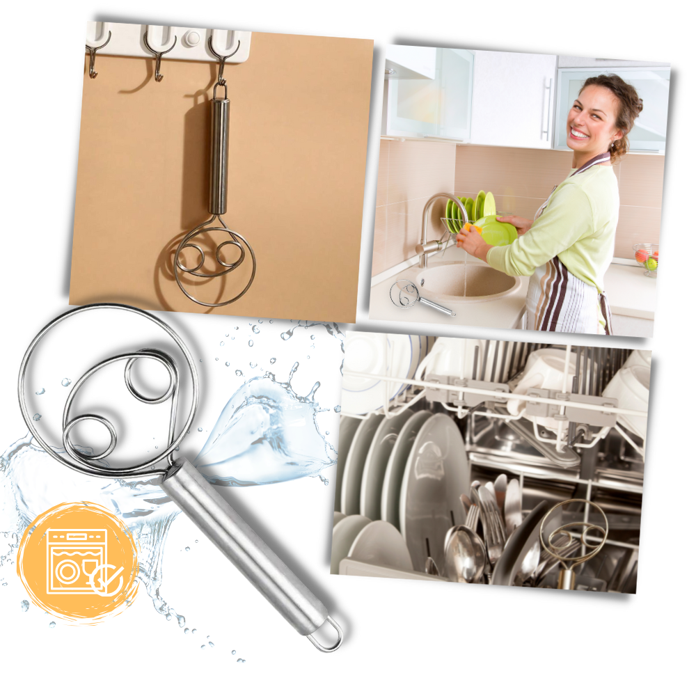 Effortless Stainless Steel Danish dough whisk