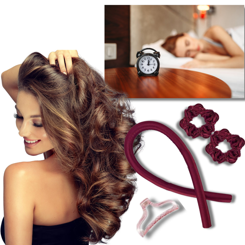 Heatless Curling Rod Headband Ribbon Silk