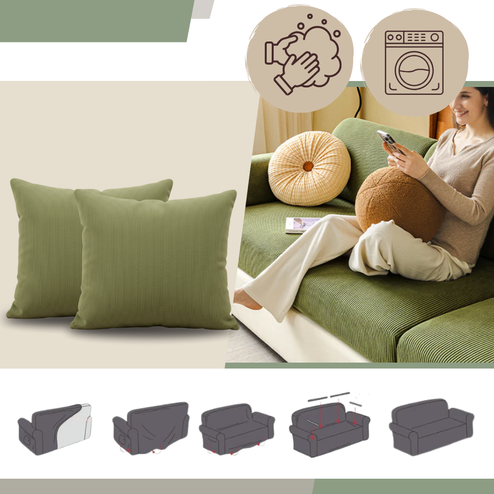 Wrinkle Free Corduroy Sofa Cover